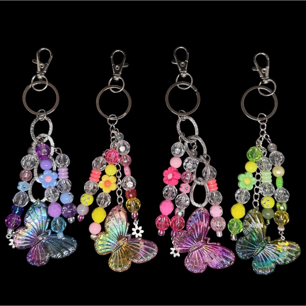 Handmade Beaded Vibrant Butterfly Keychains/Bag charms